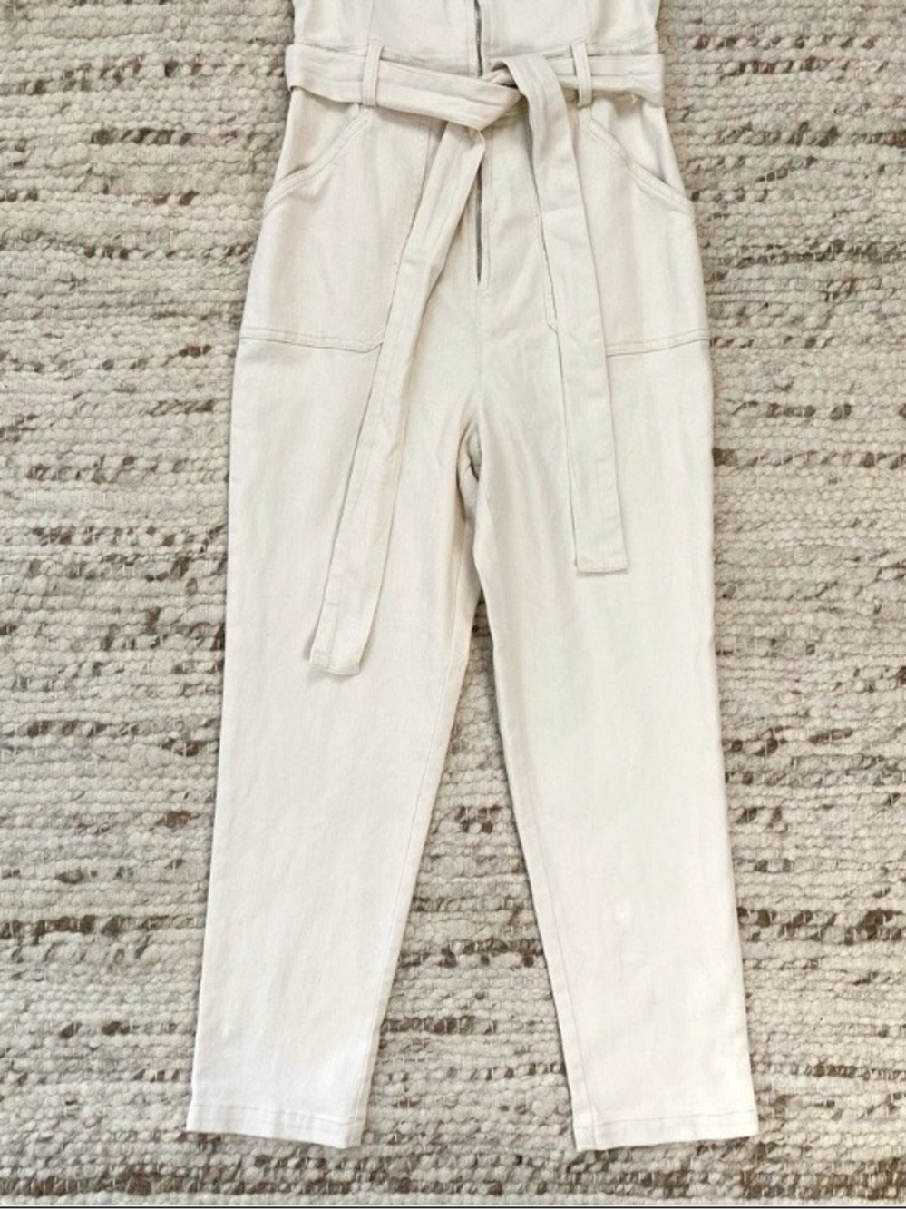 Skies Are Blue NWT Utility Denim Jumpsuit in White, Sizes XS and XL - Picture 4 of 11